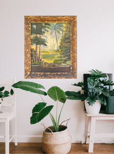 Landscape Tropical Pond Oil Painting on Canvas Framed