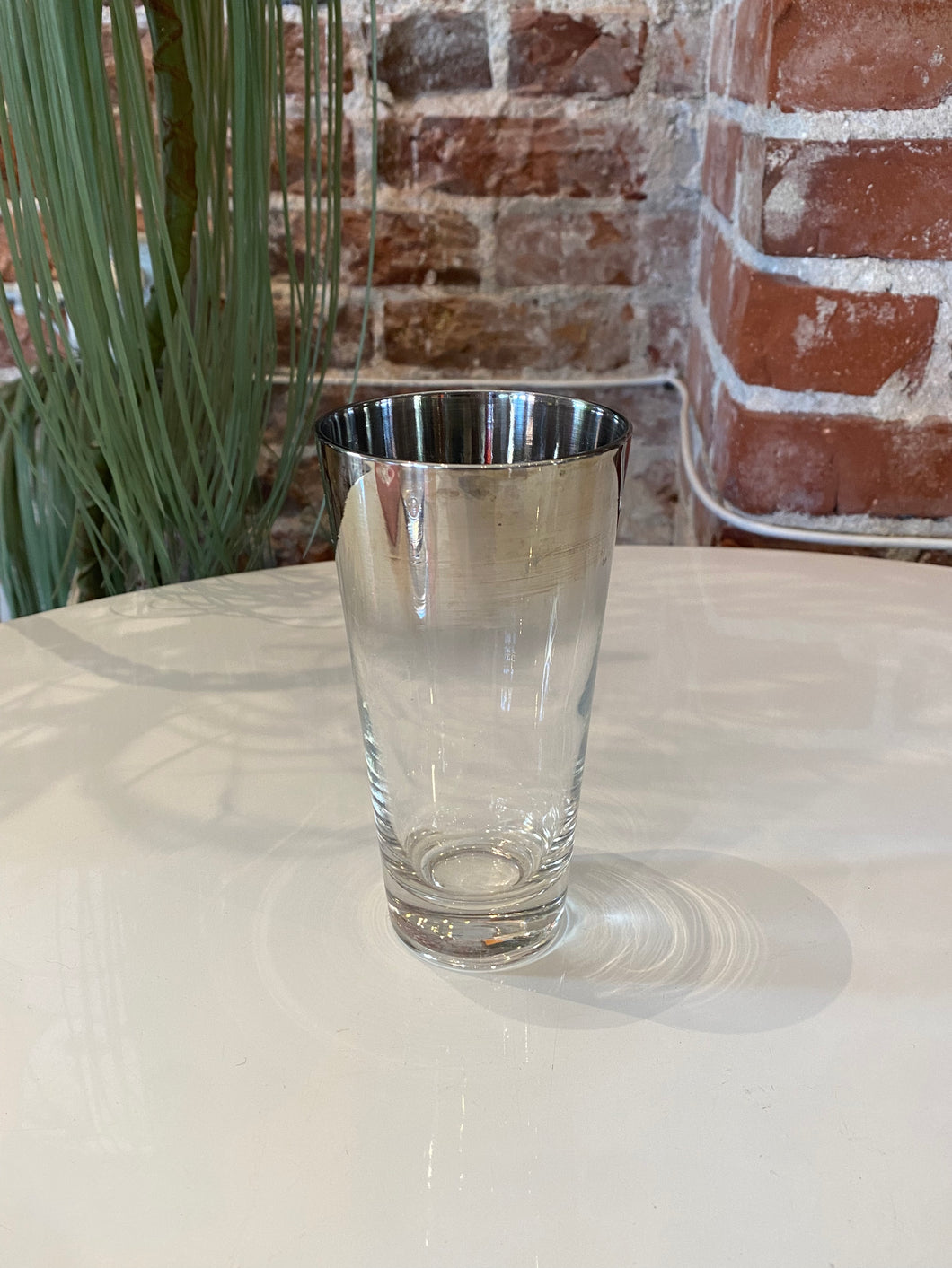 Vintage Silver Rimmed Highball Glass