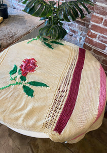 Vintage Crochet Blanket with Roses
