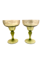 Load image into Gallery viewer, Set of 2 Green Margarita Glasses

