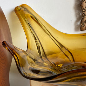 Amber Hand Sculpted Glass Catchall