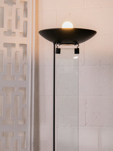 Black & Glass Torchiere Floor Lamp
