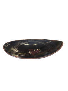 Glazed Ovular Dish with Deep Red Accents