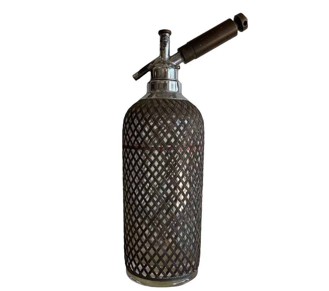 Antique Sparkletts Siphon Bottle / Wire Mesh Soda Siphon Bottle