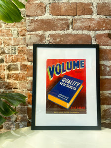 Vintage Volume Brand Vegetables Ad - Framed