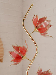 Pink Lotus Brass Floor Lamp