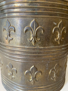 Vintage Brass Bucket with Fleur-de-lis Motif