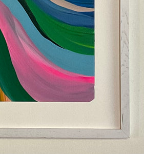 Colorful Waves Acrylic on Paper Framed